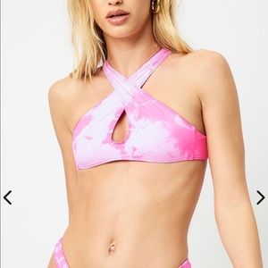 Frankies x Sofia Richie pink tie dye bikini top